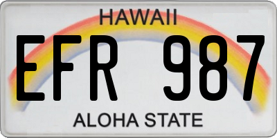 HI license plate EFR987