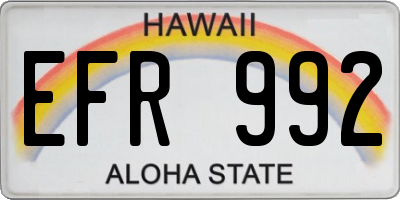 HI license plate EFR992
