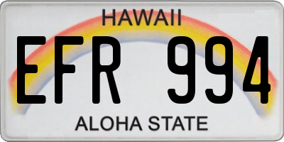 HI license plate EFR994