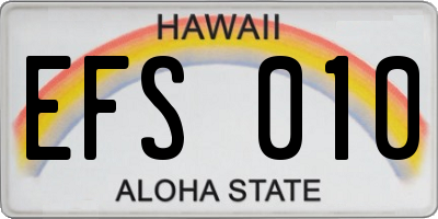 HI license plate EFS010