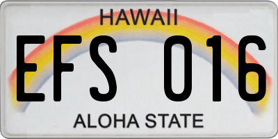 HI license plate EFS016