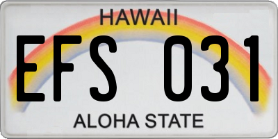 HI license plate EFS031