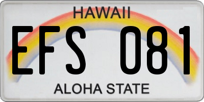HI license plate EFS081