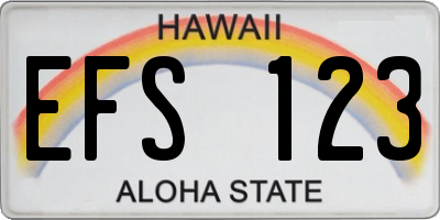 HI license plate EFS123