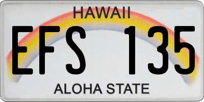 HI license plate EFS135