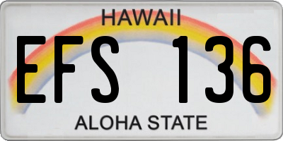 HI license plate EFS136