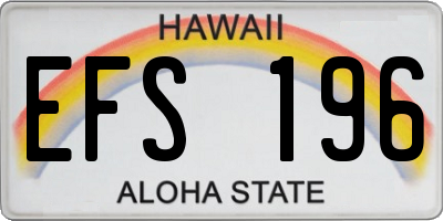 HI license plate EFS196