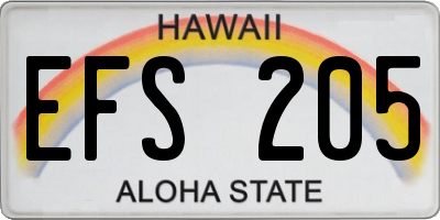 HI license plate EFS205
