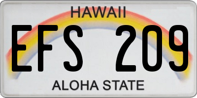 HI license plate EFS209