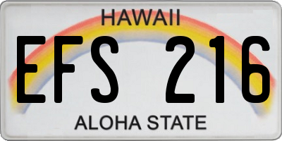 HI license plate EFS216