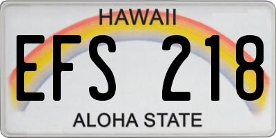 HI license plate EFS218