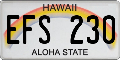 HI license plate EFS230