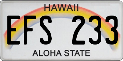HI license plate EFS233