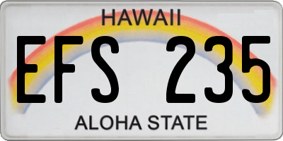 HI license plate EFS235