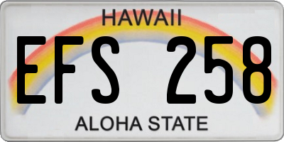 HI license plate EFS258