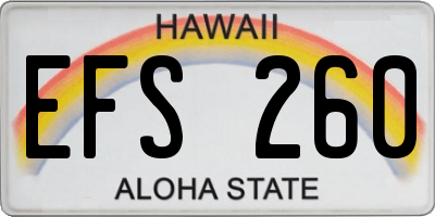 HI license plate EFS260