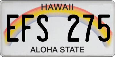 HI license plate EFS275