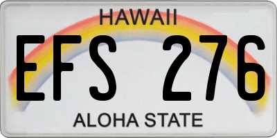 HI license plate EFS276