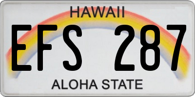 HI license plate EFS287