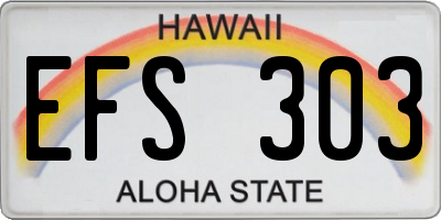 HI license plate EFS303