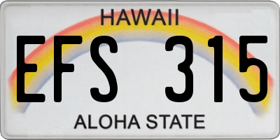 HI license plate EFS315