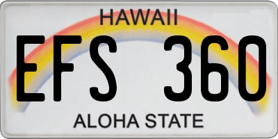 HI license plate EFS360