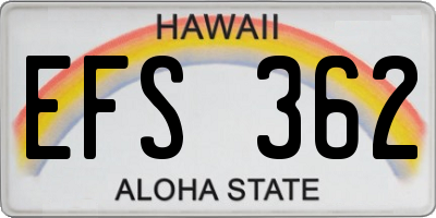 HI license plate EFS362