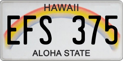 HI license plate EFS375