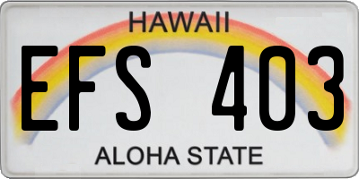 HI license plate EFS403