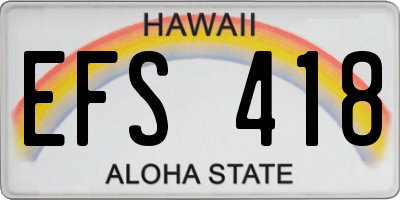 HI license plate EFS418