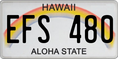 HI license plate EFS480