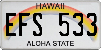 HI license plate EFS533