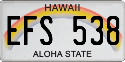 HI license plate EFS538