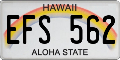 HI license plate EFS562