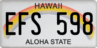 HI license plate EFS598