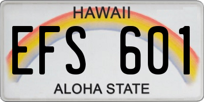 HI license plate EFS601