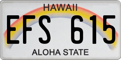 HI license plate EFS615