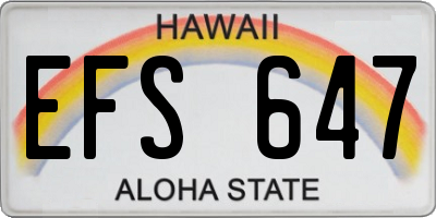 HI license plate EFS647