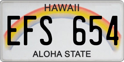 HI license plate EFS654