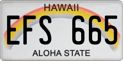 HI license plate EFS665