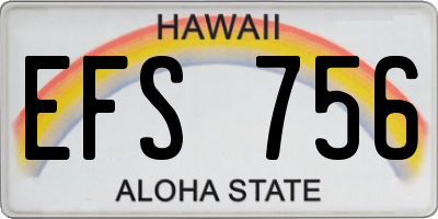 HI license plate EFS756