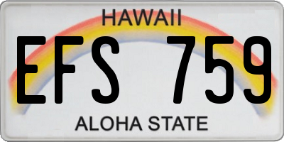 HI license plate EFS759