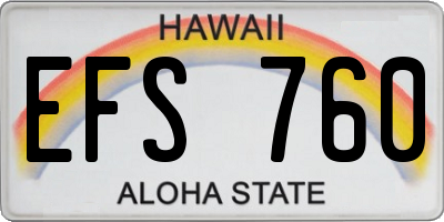 HI license plate EFS760