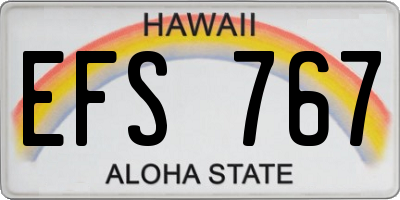 HI license plate EFS767