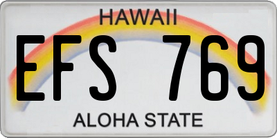 HI license plate EFS769