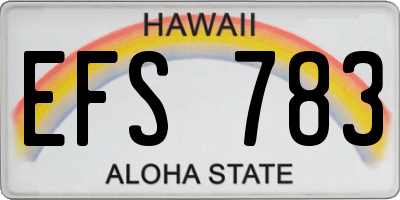 HI license plate EFS783