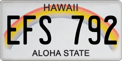 HI license plate EFS792