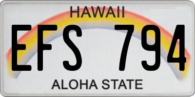 HI license plate EFS794