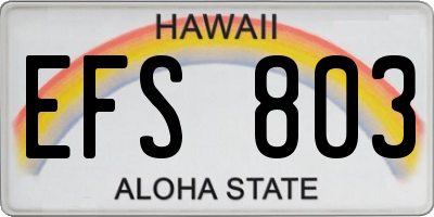 HI license plate EFS803