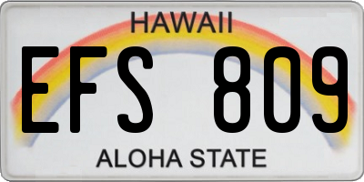 HI license plate EFS809